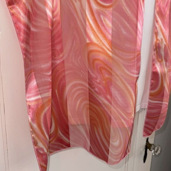 Vintage Pink and Orange Swirl Pattern Long Polyester Scarf - Picture 5 of 6